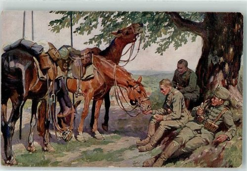 1916 Rotes Kreuz Spende - Gemälde nach Roloff - Treue Freunde
