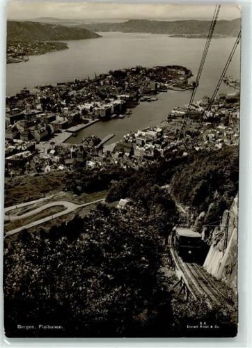 Bergen Fløibanen Standseilbahn Hafen