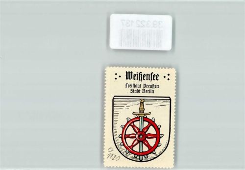 Weißensee Vignette Wappen Freistaat Preußen Stadt Berlin