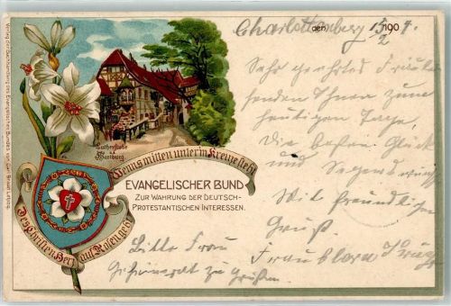 Charlottenburg 1904 Lutherstube Wartburg Evangelischer Bund Wappen Reformation