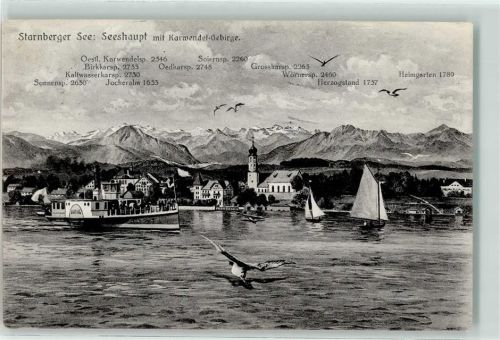 Seeshaupt Karwendelgebirge Seitenraddampfer Segelboot