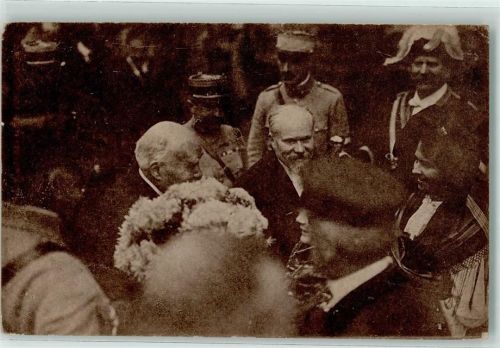Strasbourg Monsieur Poincare au portail de la cathedrale 1918 AK