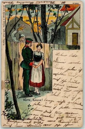 1904 Soldatenhumor - Liebespaar , Nachbar ist böse sign. A.F. AK
