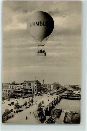 Hamburg Ballon über der Stadt - Alsterarkaden - Knackstedt & Näther Lichtdruck Nr. 122 auf AK