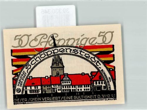 Schöppenstedt Notgeld 50 Pfennig Magistrat der Stadt Schöppenstedt Bürgermeister