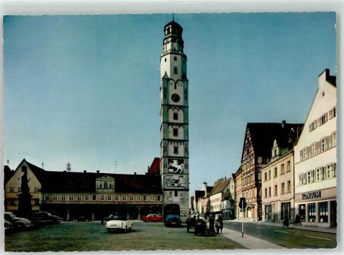 Lauingen Marktplatz Schimmelturm Oldtimer Konsum Geschäft