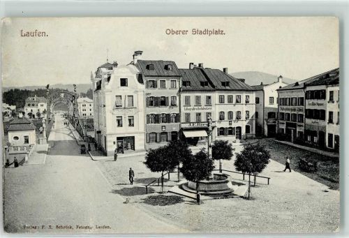 Laufen 1907 Oberer Stadtplatz Buchdruckerei Marienbrunnen