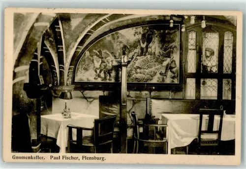 Flensburg 1915 Gnomenkeller Paul Fischer Gastraum Wandbild Zwerg Soldatenbrief E. Res. Inf. R. 86 2. Rekr. Depot