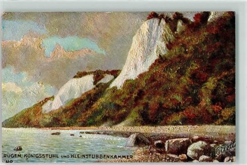 Rügen Königsstuhl Kleinstubbenkammer sign Oilette Serie Rügen Nr 189