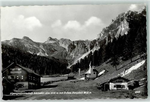 Telfes Alpengasthaus Schlicker Alm mit Hohen Burgstall