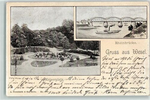 Wesel 1900 Rheinbrücke Kaiserplatz