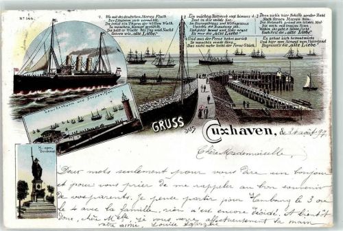 Cuxhaven 1897 Leuchtturm und Seepavillon Kriegerdenkmal Segelschiff Segeldampfer
