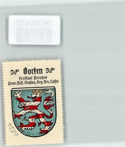 Borken Vignette Wappen Freist. Preuß. Prov. Hessen Nassau Reg. Bez. Kassel