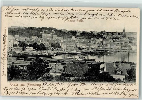 Flensburg 1905 innerer Hafen Dampfer