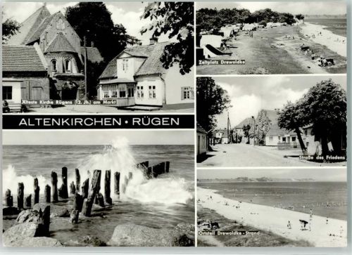 Altenkirchen OT. Drewaldke Zeltplatz Strand Straße des Friedens Alte Kirche