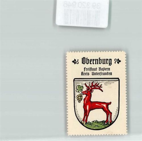 63785 W8753 Obernburg a. Main Vignette Wappen Kaffee Hag Nr. 47 ca. 1920-1940 Roter Hirsch Weintrauben