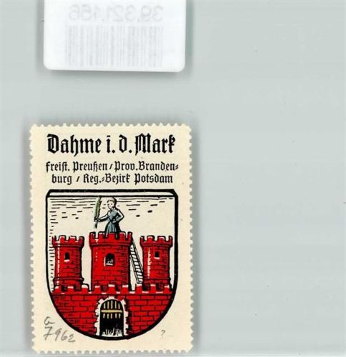Dahme Wappen Kaffee Hag Nr. 15 ca. 1920-1940 Rote Burg Frau Palmenwedel