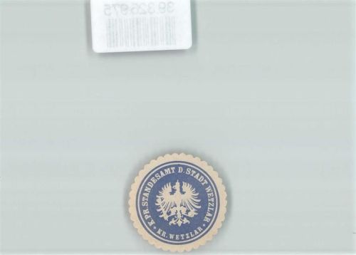 Wetzlar K. Pr. Standesamt d. Stadt Wetzlar