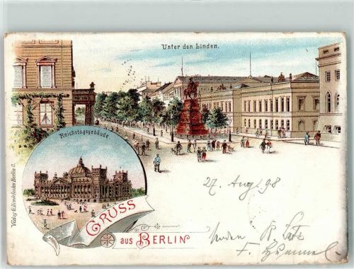 Tiergarten 1898 Reichstag Unter den Linden Reiterdenkmal