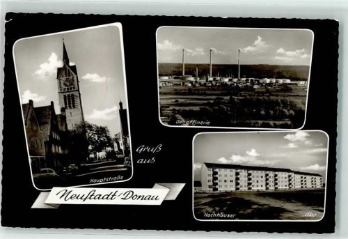 93333 W8425 Neustadt a.d.Donau - Hauptstadt Hochhäuser Oelraffinerie VW Käfer