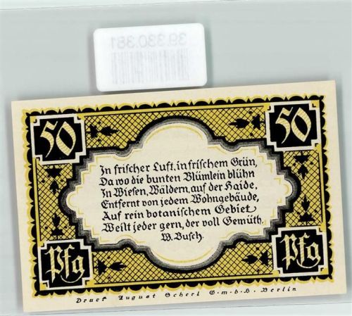 Stolzenau 1921 Notgeld Kreis Stolzenau Weser 50 Pfennig Wesermarsch im Kr. Stolzenau