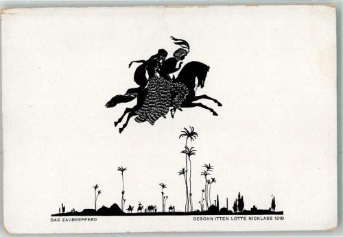 1918 Das Zauberpferd sign.Lotte Nicklass Märchenserie 3 Tausend und eine Nacht