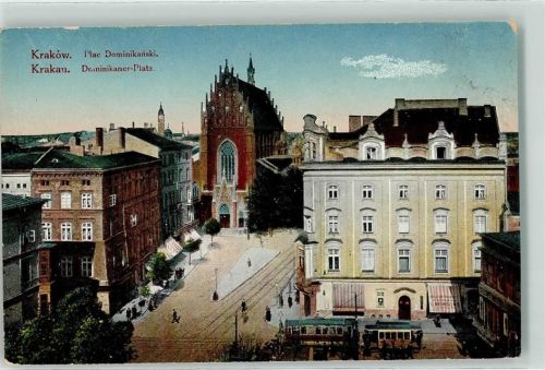 Krakau 1916 Dominikaner Platz Straßenbahn