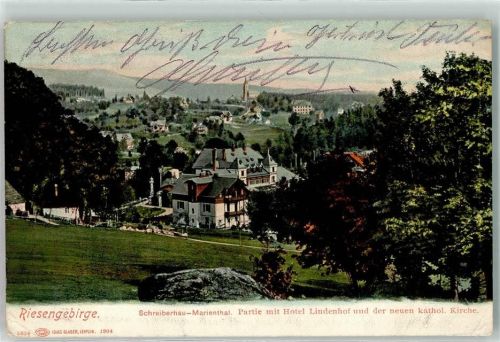 Schreiberhau 1900 Riesengebirge Hotel Lindenhof Neue Kath. Kirche Marienthal