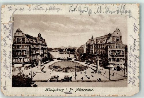 Königsberg Münzplatz Auto Denkmal Cafe Säule