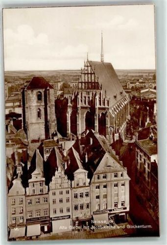 Neisse Alte Giebel Jacobikirche Glockenturm Geschäfte
