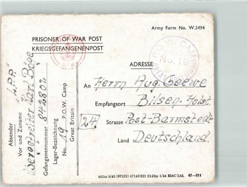 1944 Kriegsgefangenenpost Böge
