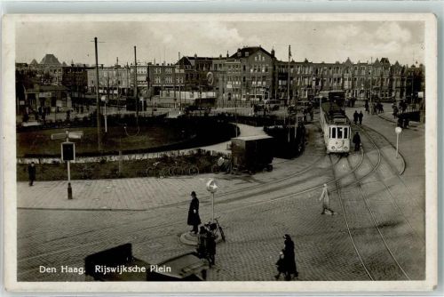 Den Haag Rijswijksche Plein Straßenbahn Fahrrad Polizei Oldtimer
