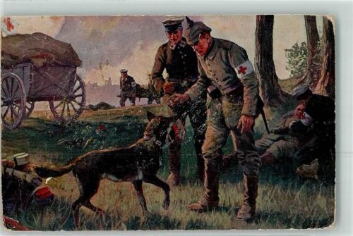 1916 Rotes Kreuz Soldaten Ein treuer Helfer sign.Roloff A. Künstlerkarte