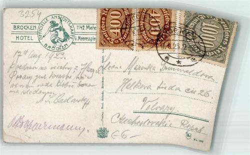 Brocken Inflationsporto 1800 Mark Mischfrankatur