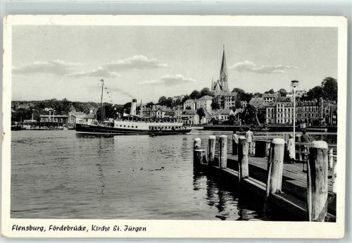 Flensburg Förderbrücke Kirche St.Jürgen Dampfer