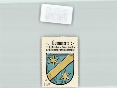 Gommern Vignette Wappen Freist. Preußen Prov. Sachsen Regierungsbezirk Magdeburg