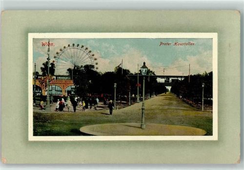 Wien 1911 Prater Hauptallee Riesenrad Eisenbahn