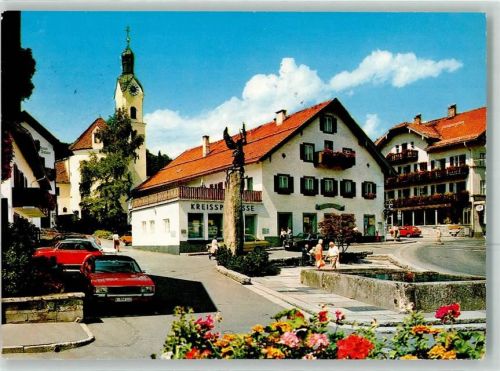 Bad Kohlgrub Kreissparkasse Dorfplatz VW Käfer Cabrio Oldtimer