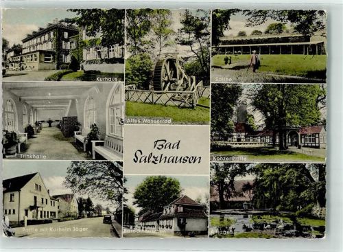 Bad Salzhausen Landpoststempel Altes Wasserrad Trinkhalle Kurhaus Saline Konzerthalle