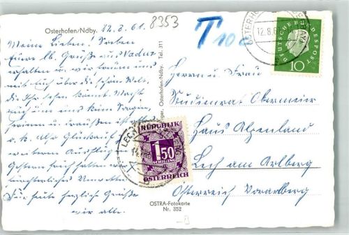 94486 W8353 Osterhofen , Niederbay - Nachgebühr Taxe Briefmarke Österreich 1,50 Schilling