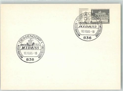 Deggendorf seltene Briefmarke mit Randstück Sonderstempel NIBA Niederbayern Ausstellung 1965