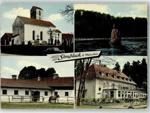 Straßlach Kirche Isar Reitstallung Pferd