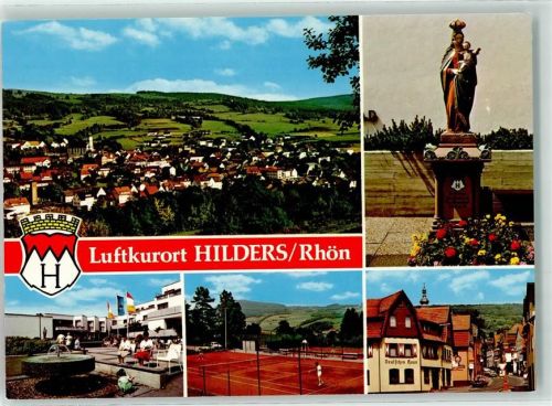 Hilders Tennisplätze Gasthaus Deutsches Haus Brunnenanlage Madonnenstatue