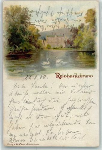 99894 O5804 Reinhardsbrunn 1900 Lithographie Schwan