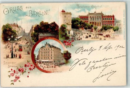 Tiergarten 1902 Potsdamer Bahnhof Leipziger Straße Hotel Bellevue