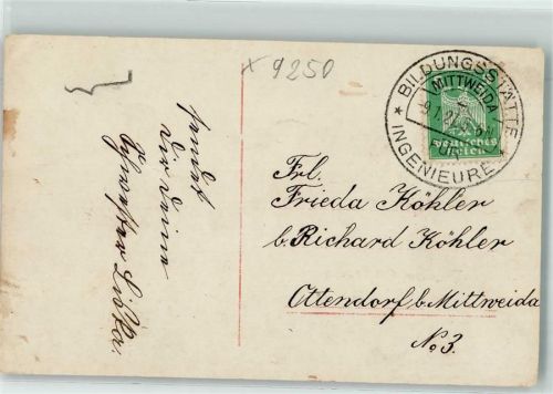 Mittweida 1927 Werbestempel bildungsstätte für Ingenieure