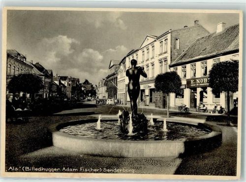 Als Billedhugger Adam Fischer Sonderborg Brunnen Fahrrad Kinderwagen