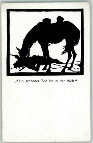 Pferd gefallener Soldat Kein schöner Tod ist in der Welt sign.Striegler