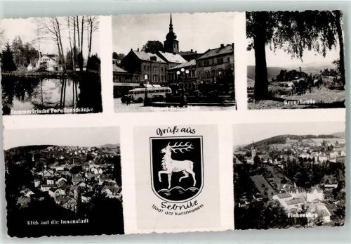 Sebnitz August Bebel Patz Omnibus Gasthaus Grenzbaude Finkenberg Wappen