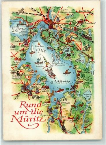 Röbel Rund um die Müritz Landkarte sign. A. Hoppe